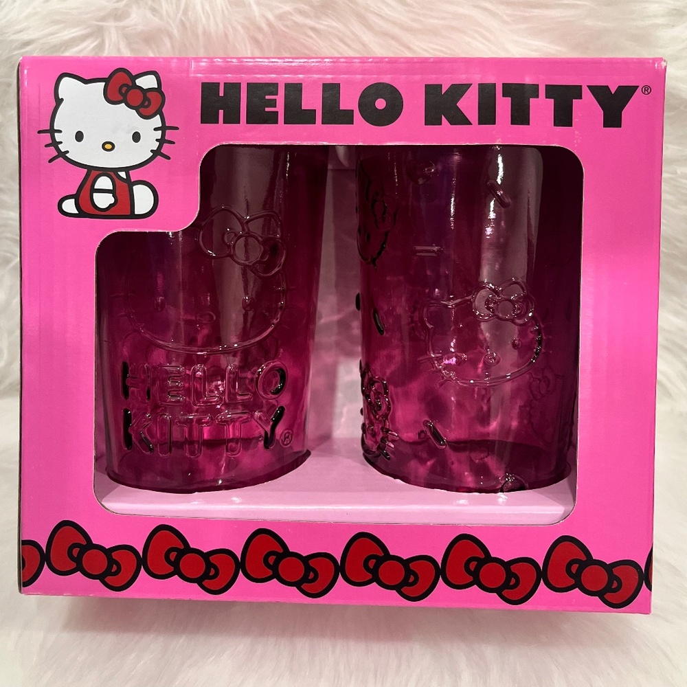 Hello Kitty Pink Glass Cups